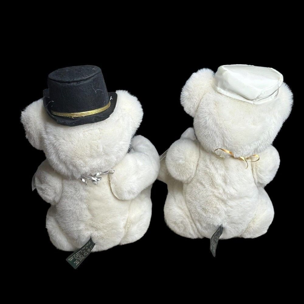 Vermont Teddy Bear Co. Jointed Anniversary Bears 1994 Plush Bride Groom Pair 16" - Picture 2 of 12